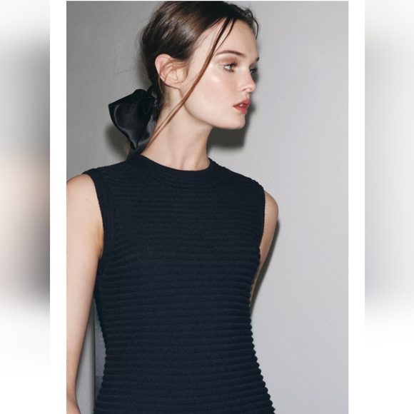 ZARA FRINGED CHECKERED KNIT DRESS - Picture 6 of 9